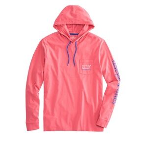 Vineyard Vines Long-Sleeve Two Toned Vintage Whale Hoodie Pocket T-Shirt